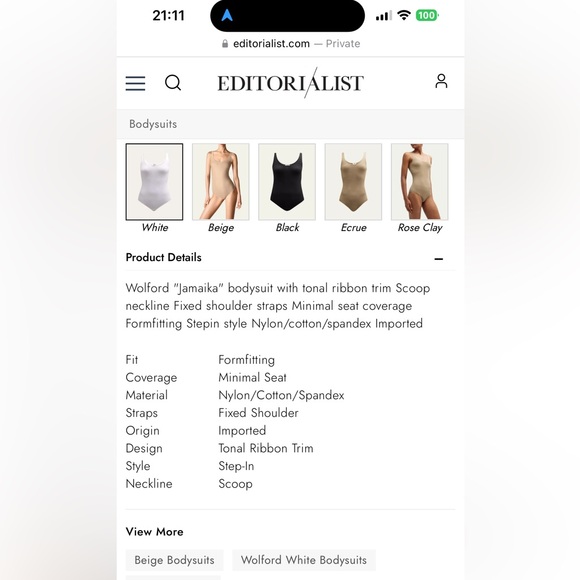 Wolford Jamaika White Bodysuit - Picture 2 of 10